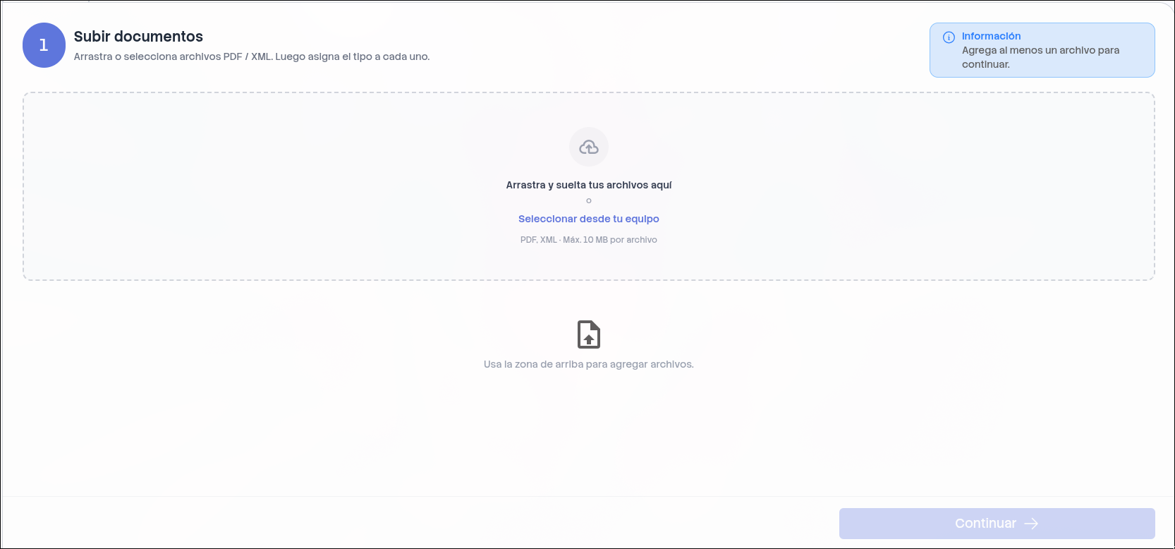 Carga de archivos en subida masiva