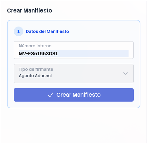 Formulario de Datos de Manifiesto